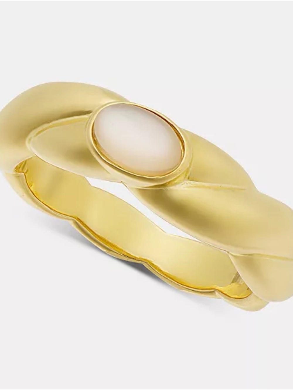 Gold Braided Ring with White Stone